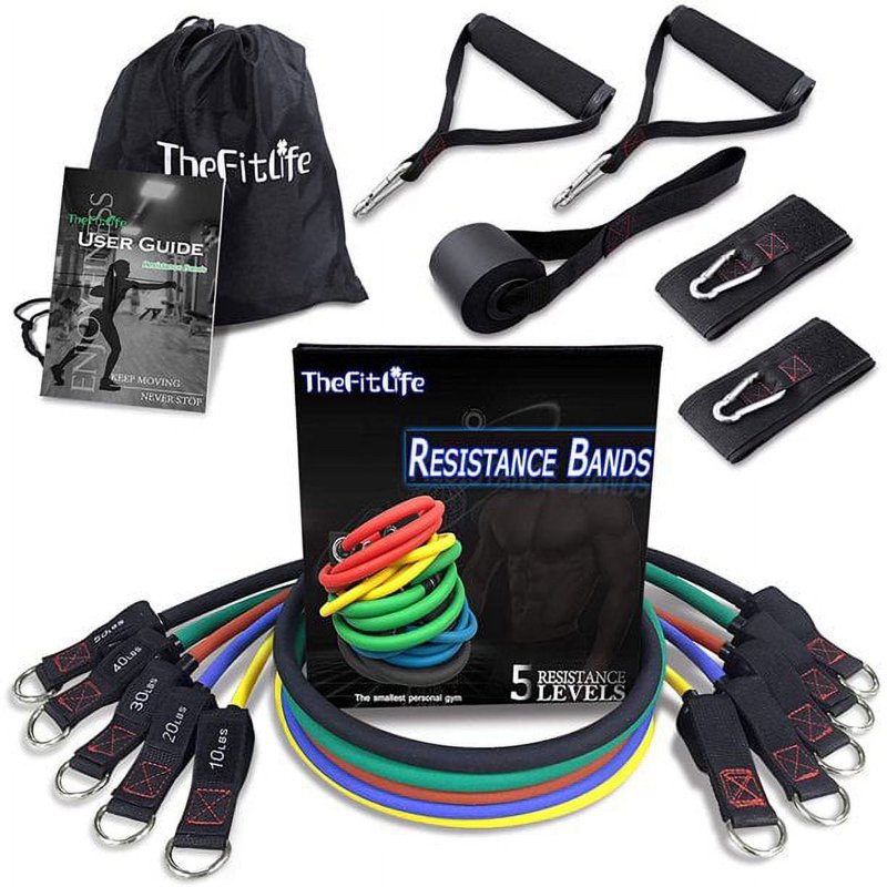 Resistance Bands Set with Handles, Ankle Straps & Door Anchor - 150 lbs
