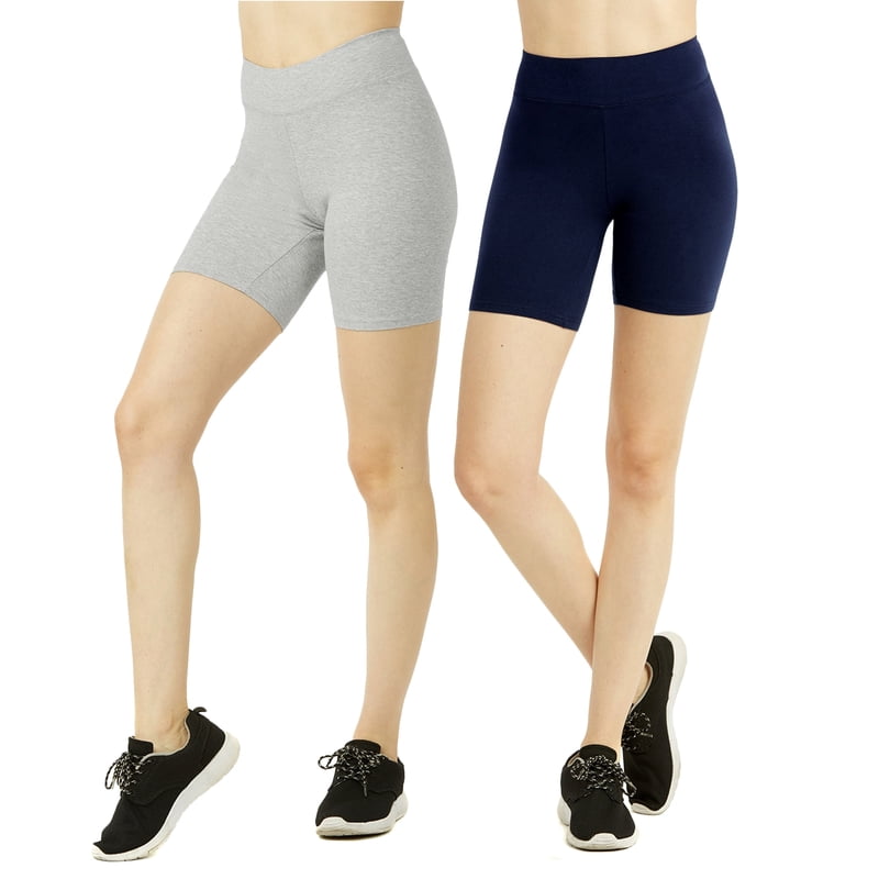 Women’s Cotton Biker Shorts with Wide Waistband - Multiple Lengths & Colors