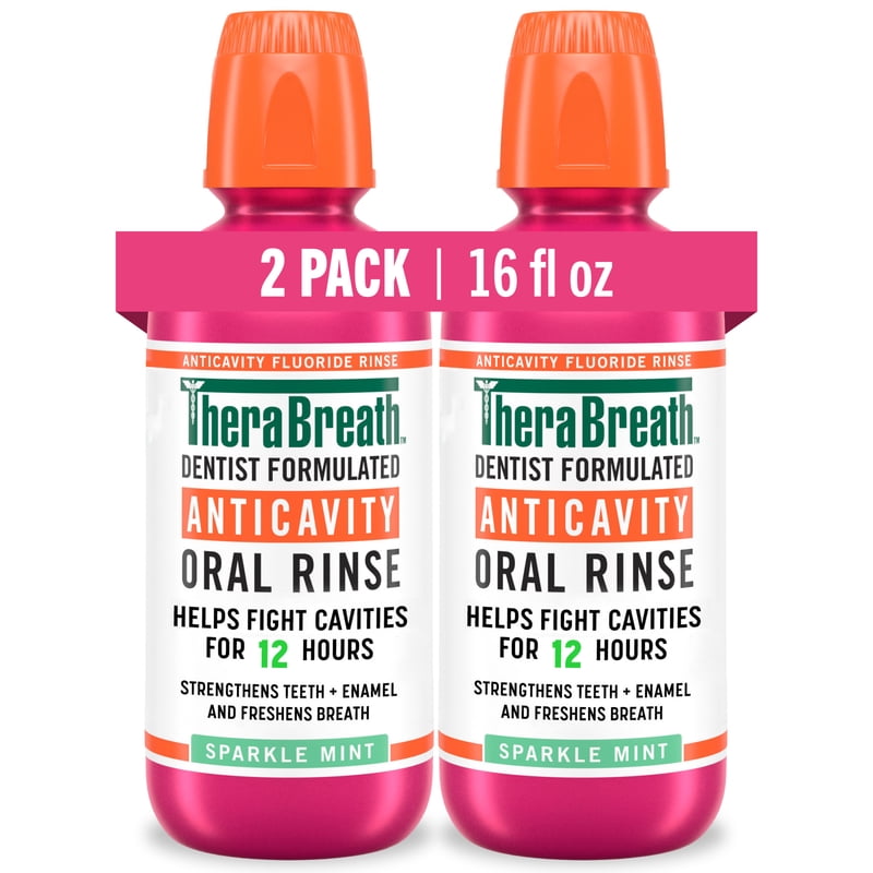 Fluoride Mouthwash for Adults - Alcohol-Free, Sparkle Mint, 16 fl oz, 2 Pack