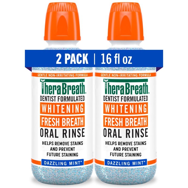 Whitening Mouthwash Dazzling Mint Alcohol-Free Dentist Formulated 16 Fl Oz 2 Pack