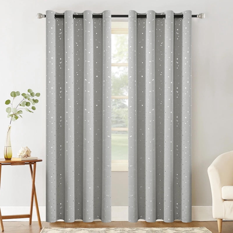 Blackout Insulated Curtains for Bedroom & Living Room - Noise Reduction, Energy Saving, Room Darkening Grommet Panels, 52x63 Inch