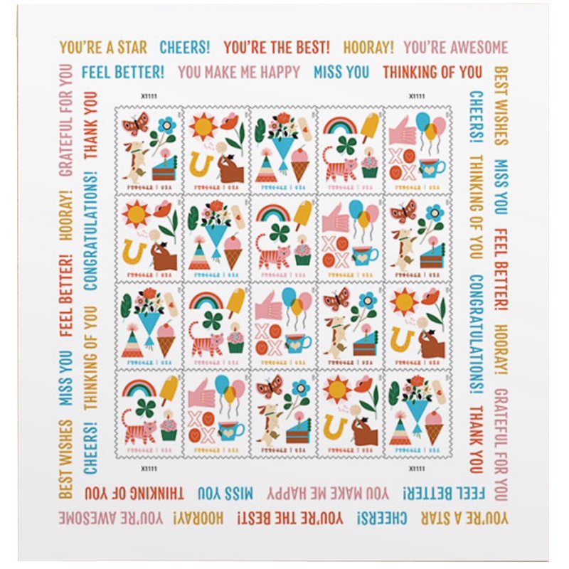 Thinking of You USPS Forever Postage Stamp Sheet of 20 - US First Class Letter
