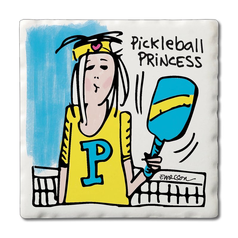 Pickleball Princess Coaster - Thirstystone Single Tumbled Tile Coaster Set