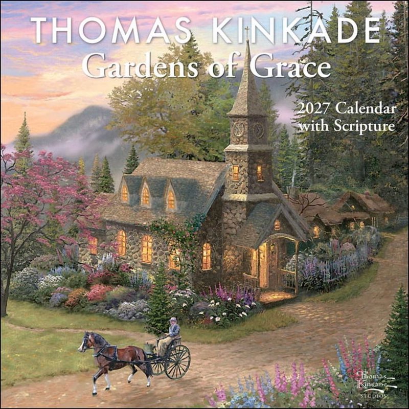 Thomas Kinkade 2027 Wall Calendar with Scripture - Landscape & Seaside Art