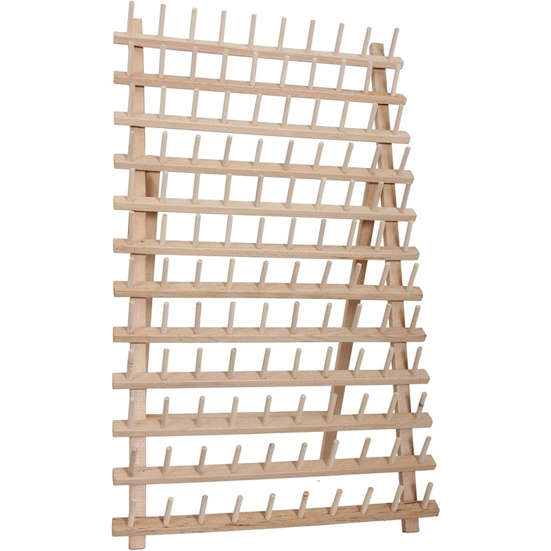 Wood Thread Rack for Sewing & Embroidery Spools - Sturdy Hardwood, Wall Mount or Freestanding - Multiple Sizes