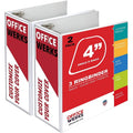 3 Ring Binder 4 Inch - Clear View Presentation Folder for 8.5 x 11 Pages, White, 2 Pack