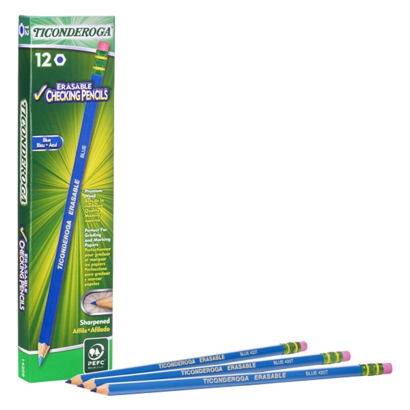Erasable Colored Pencils Pack of 12 - Non-Fading, Blue for Art & Office Use