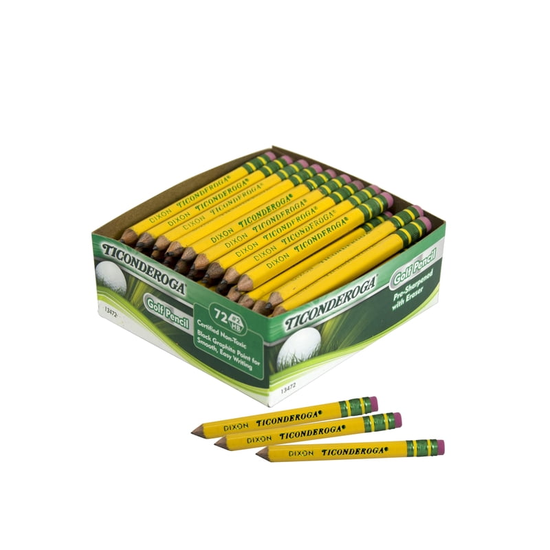 Golf Pencils 72 Count - Pre-Sharpened #2 HB with Erasers for Tests & Surveys