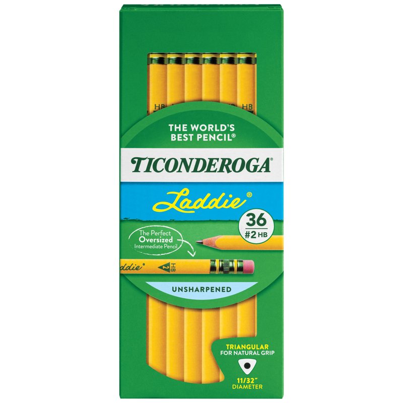 No. 2 Tri-Write Pencils with Eraser - Intermediate Size, Box of 36