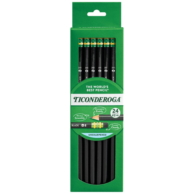 24 Count HB #2 Wood-Cased Pencils - Soft Lead, Black