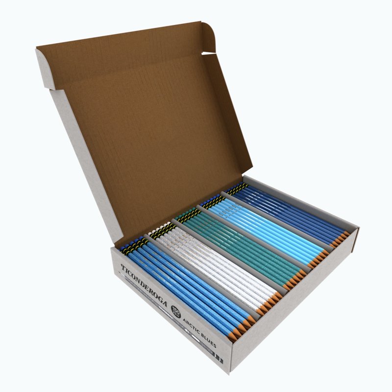 Pre-Sharpened Wooden Pencils - Assorted Arctic Blue & Metallic Colors, 150 Count
