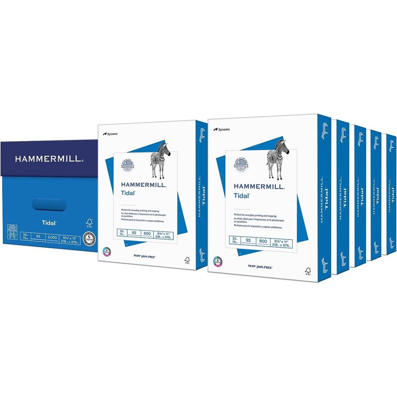 Hammermill Tidal Printer Paper 20 lb 8.5 x 11 White 10 Ream Case