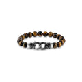 Tiger's Eye Bead Bracelet with Stainless Steel Ornate Clasp - 9 Inch Men’s Jewelry