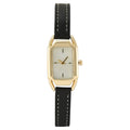 Ladies Goldtone Tank Case Watch with Black PU Strap - Time & Tru