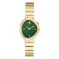 Women's Gold-Tone Wristwatch with Green Dial & Diamond Accent