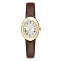 Women's Leather Strap Wristwatch with Gold-Tone Case and Roman Numerals