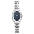 Women's Silver-Tone Wristwatch with Blue Dial and Stainless Steel Bracelet