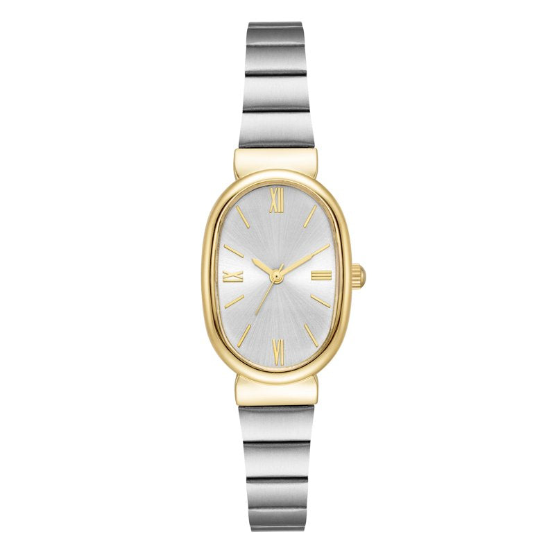 Women's Two-Tone Expansion Band Wristwatch - Elegant Silver Dial & Roman Numerals