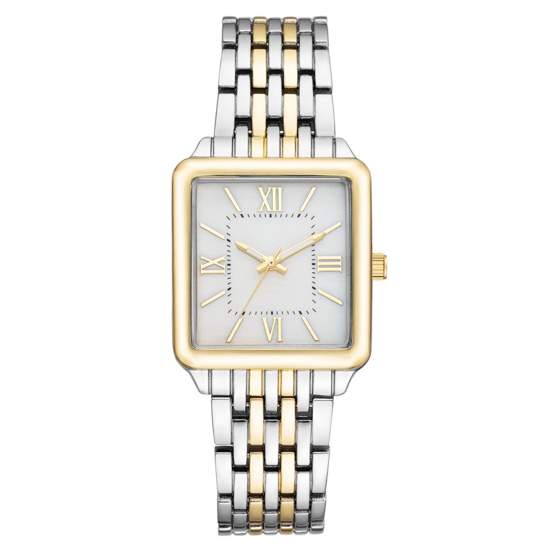 Women’s Two-Tone Square Wristwatch with Roman Numerals - Elegant & Water-Resistant