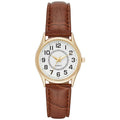 Women's Gold Tone Wristwatch with Faux Leather Strap - Easy Read Dial
