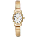 Women's Gold Tone Oval Wristwatch with Easy Read Dial and Expansion Band