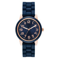 Women's Rose Gold & Blue Silicone Watch - Easy Read Dial, Sporty Style