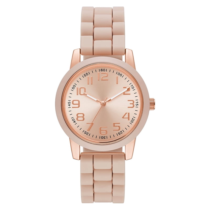 Women's Rose Gold Watch with Blush Bezel and Silicone Strap – Easy Read Dial, 38mm
