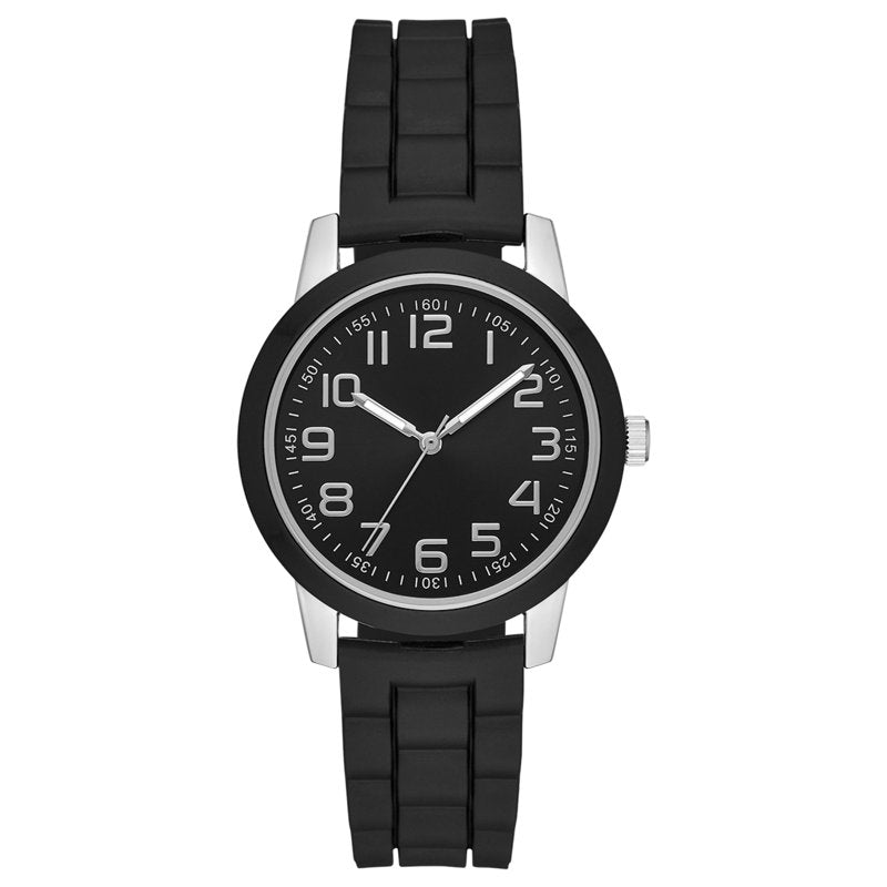 Women's Silicone Strap Wristwatch with Silver Case and Easy Read Dial
