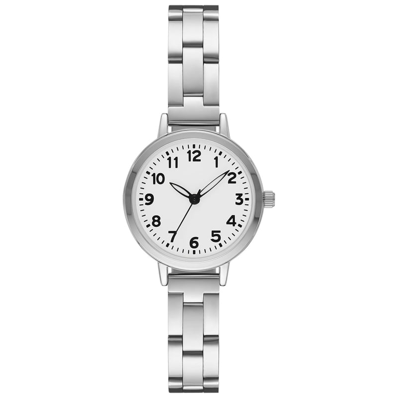 Women's Silver Tone Wristwatch with Easy Read Dial - Quartz Analog Bracelet Watch