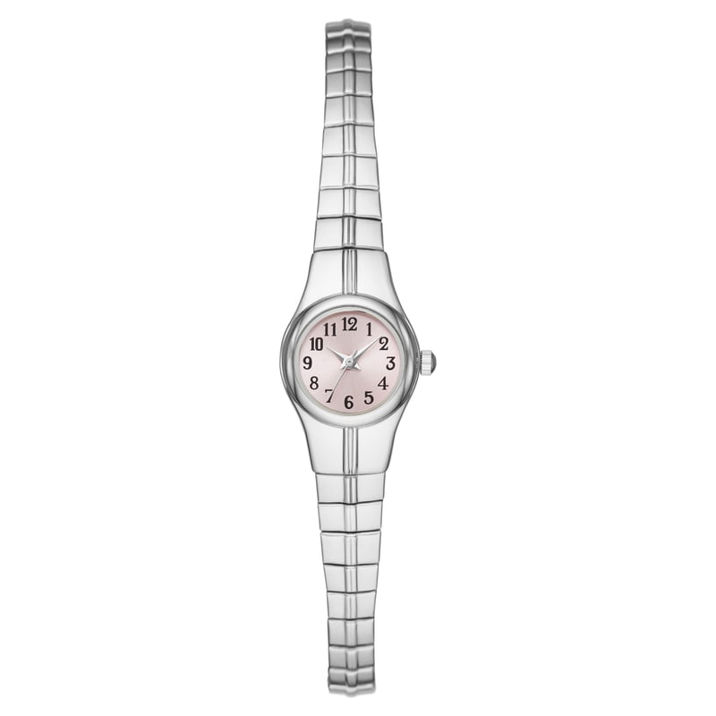 Women's Wristwatch with Pink Dial and Silver Case - Easy Read Analog Quartz Watch