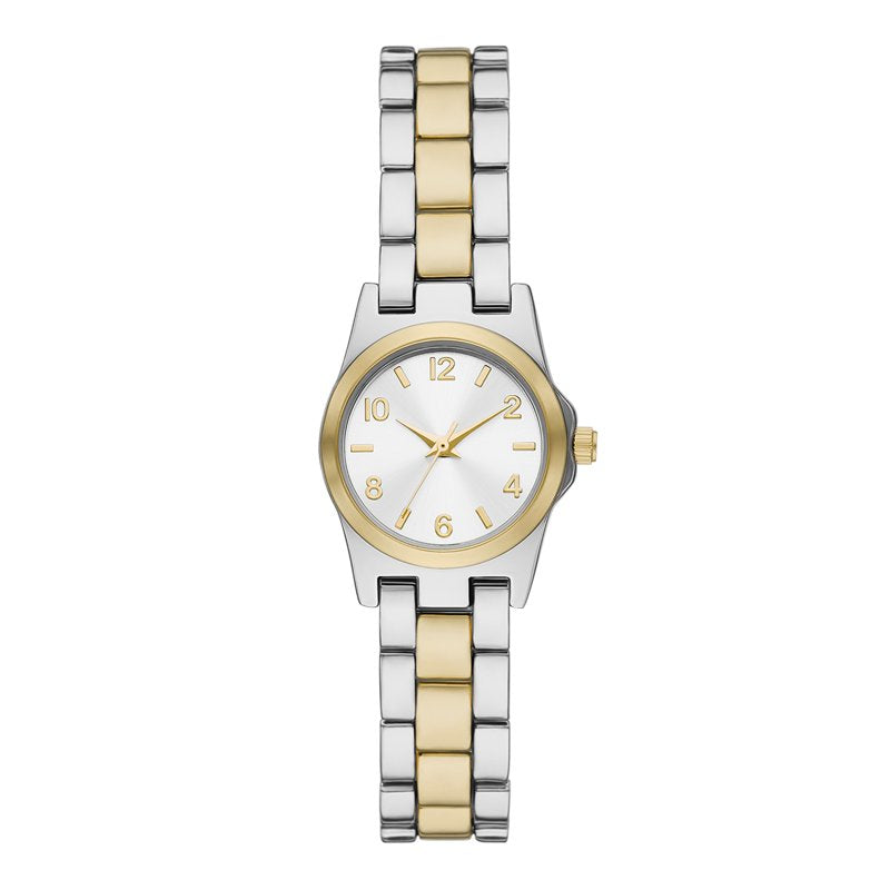 Women’s Two-Tone Silver and Gold Wristwatch – Mini Round Case & Bracelet