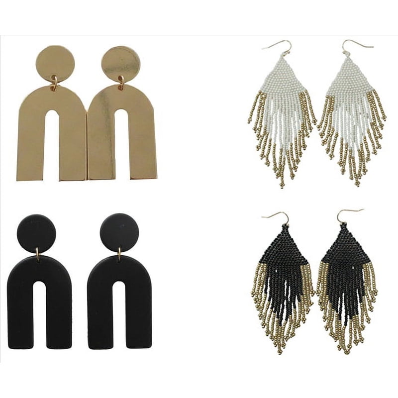 Boho Statement Earrings Set - 4 Pack Fashion Jewelry