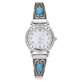 Adult Analog Watch with Silver Round Case and Turquoise Band