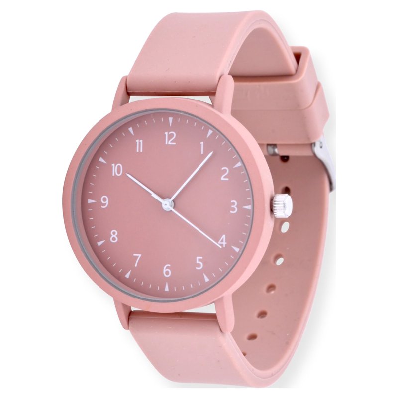 Unisex Pink Silicone Strap Watch - Analog Quartz Timepiece with Water Resistance