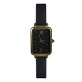 Women’s Analog Leather Slim Tank Wristwatch with Black Dial