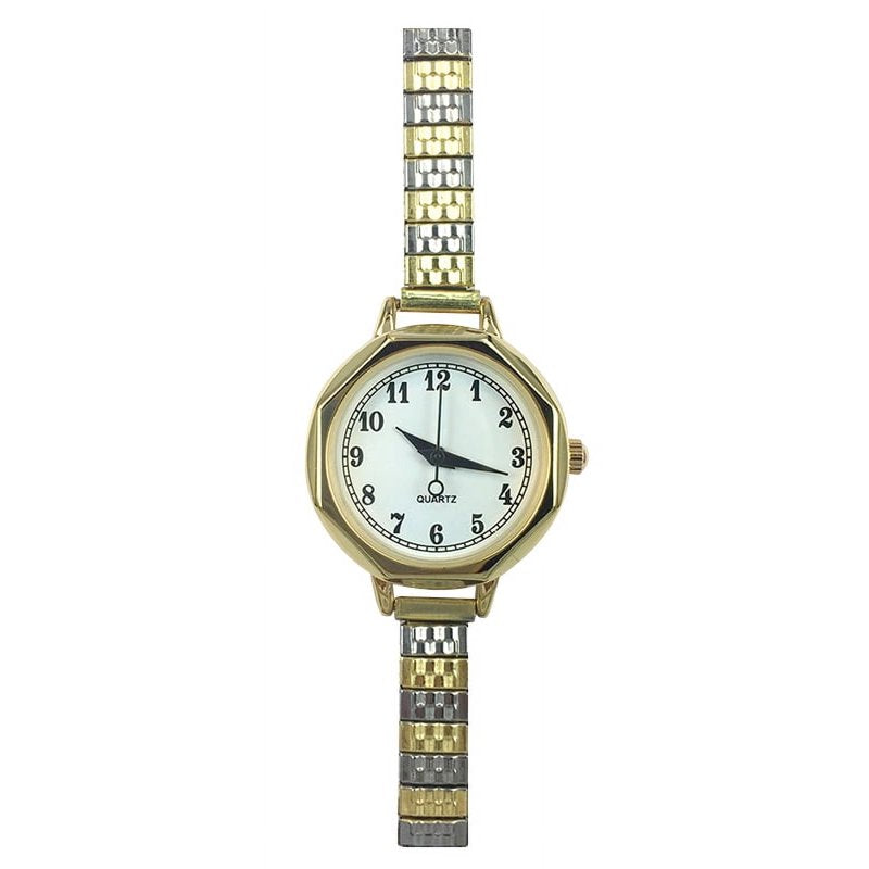 Ladies 2-Tone Stainless Steel Analog Wristwatch with Expansion Band