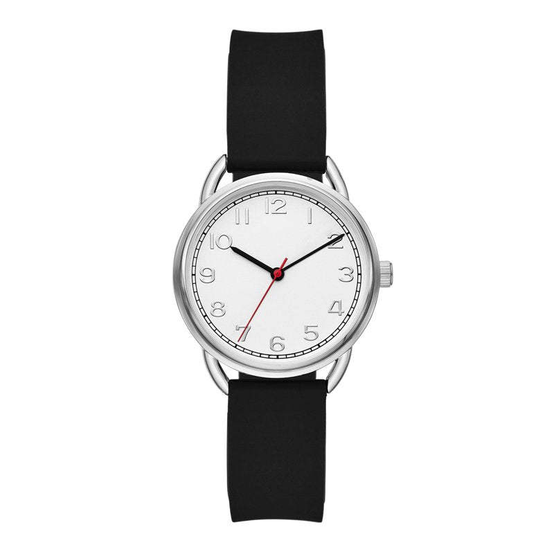 Silver Ladies' Watch with Silicone Strap, Easy Read Dial, 34mm Quartz