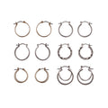 Mixed Metal Hoop Earrings Set - 6 Pairs Small & Large Gold & Silver Tones