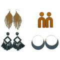 Boho Tassel Dangle Earrings Set - Women's Statement Jewelry, 4 Pack