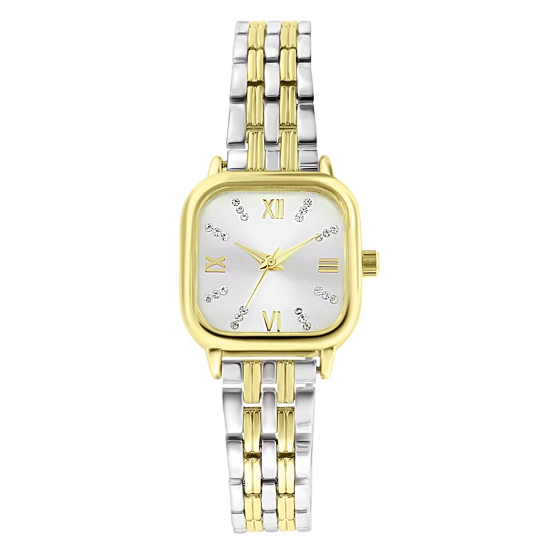 Women's Two-Tone Square Face Analogue Watch with Bracelet