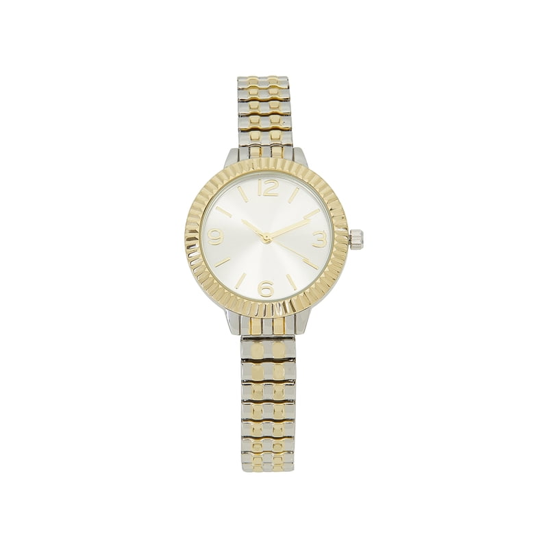 Women's Two-Tone Analogue Watch with Silver Dial and Gold Hands
