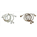 Beaded Tassel Bracelet Set for Women - 2 Pieces, Adjustable, Gold-Tone