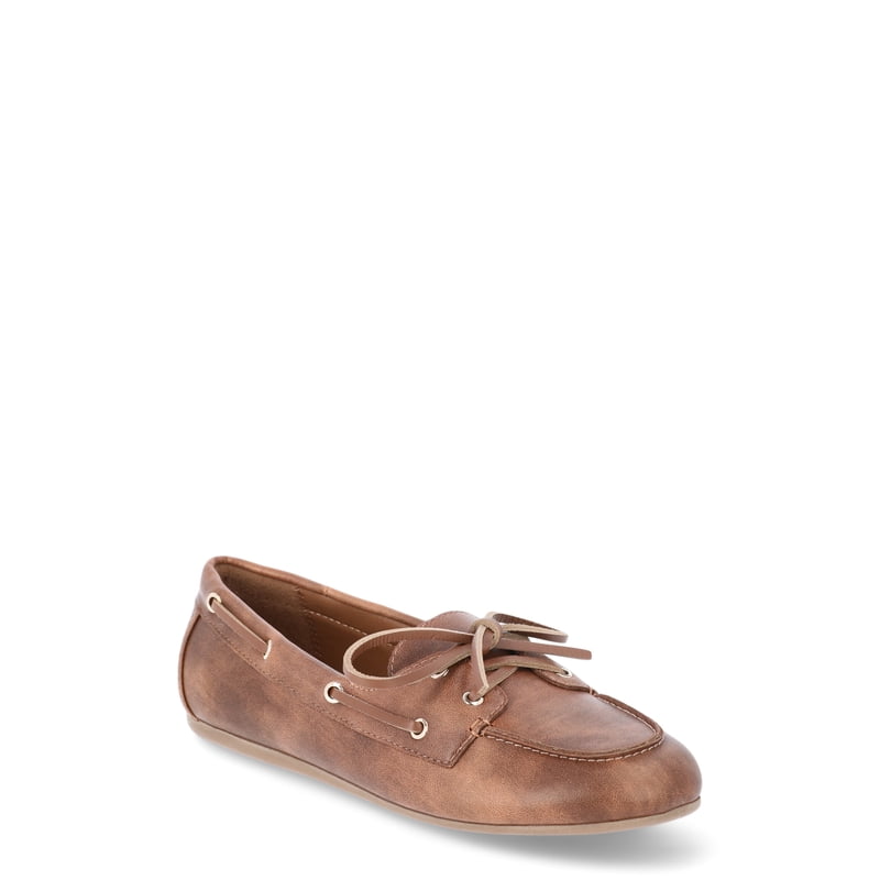 Women's Boat Shoes - Slip-On Canvas Loafers with Comfort Foam Insole
