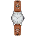 Women's Analog Watch with Crystal Accent and Perforated Leather Strap
