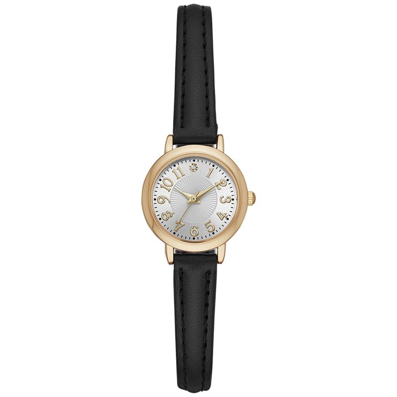 Women's Gold Tone Analog Wristwatch with Faux Leather Strap - Easy Read Dial