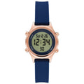 Women's Digital Wristwatch with Rose Gold Case & Navy Silicone Band
