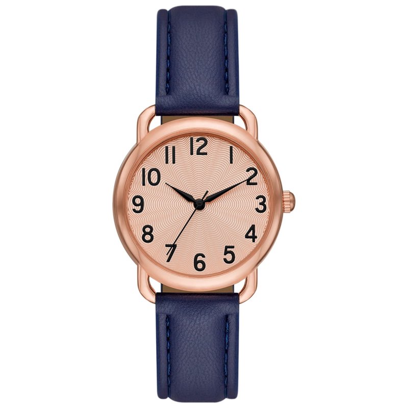 Women's Rose Gold Analog Wristwatch with Textured Dial and Faux Leather Band
