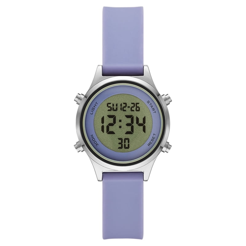Digital Wristwatch for Women with Lavender Silicone Band - Time and Tru