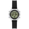 Women's Digital Watch with Silicone Strap - Silver Tone, LCD Display