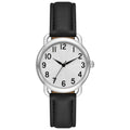 Women's Silver Tone Analog Wristwatch with Textured Dial and Faux Leather Strap